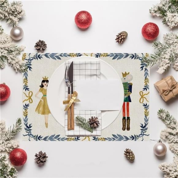 Nutcracker Table Placemats Set 4 Christmas Decor Xmas Holiday Decorations Gift - Picture 8 of 13